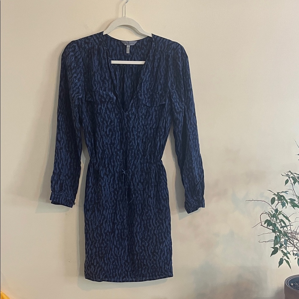 Rebecca Taylor 100% Silk Blue Blouson Dress 2 Patterned Office Classic Holiday